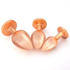 Ice Flower Gold - Round Base Rear Anal Plugs Large, Medium and Small 3-Piece Set