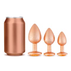 Ice Flower Gold - Round Base Rear Anal Plugs Large, Medium and Small 3-Piece Set