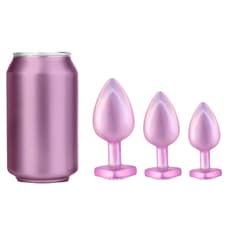 UV Plated Pink - Rear Anal Plug Set of 3 with Heart Shaped Base