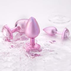UV Plated Pink - Rear Anal Plug Set of 3 with Heart Shaped Base