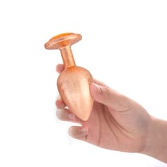 Ice Flower Gold - Round Base Rear Anal Plugs Large, Medium and Small 3-Piece Set