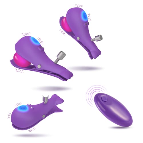 Purple Whales - Wireless Vibrating 3-in-1 Nipple Clip