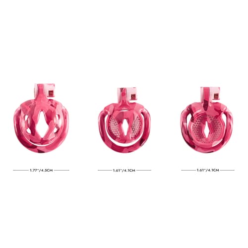 Pink Bird - 3D Design Flat Chastity Cage with 4 Rings & Disposable Lock