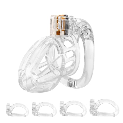 Beginner - Transparent Cutout Breathable CB Vertical Locking Movable Ring Chastity Cage