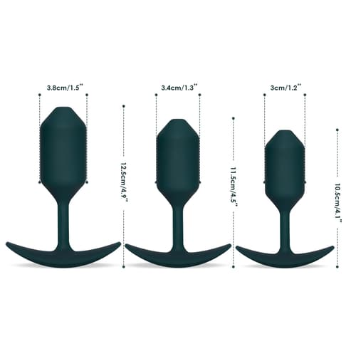 Snug Plug- Weighted Silicone Dark Green Anal Plugs 3-Piece Set