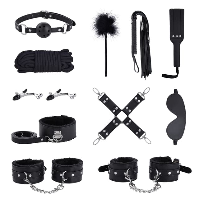 BDSM 11PCS - 11 Pieces Leather Restraints Kits